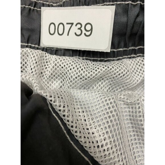 Laguna Men Swim Shorts Size XXL Gray White Striped Lined Mesh Orange Trim Trunks - Picture 7 of 7